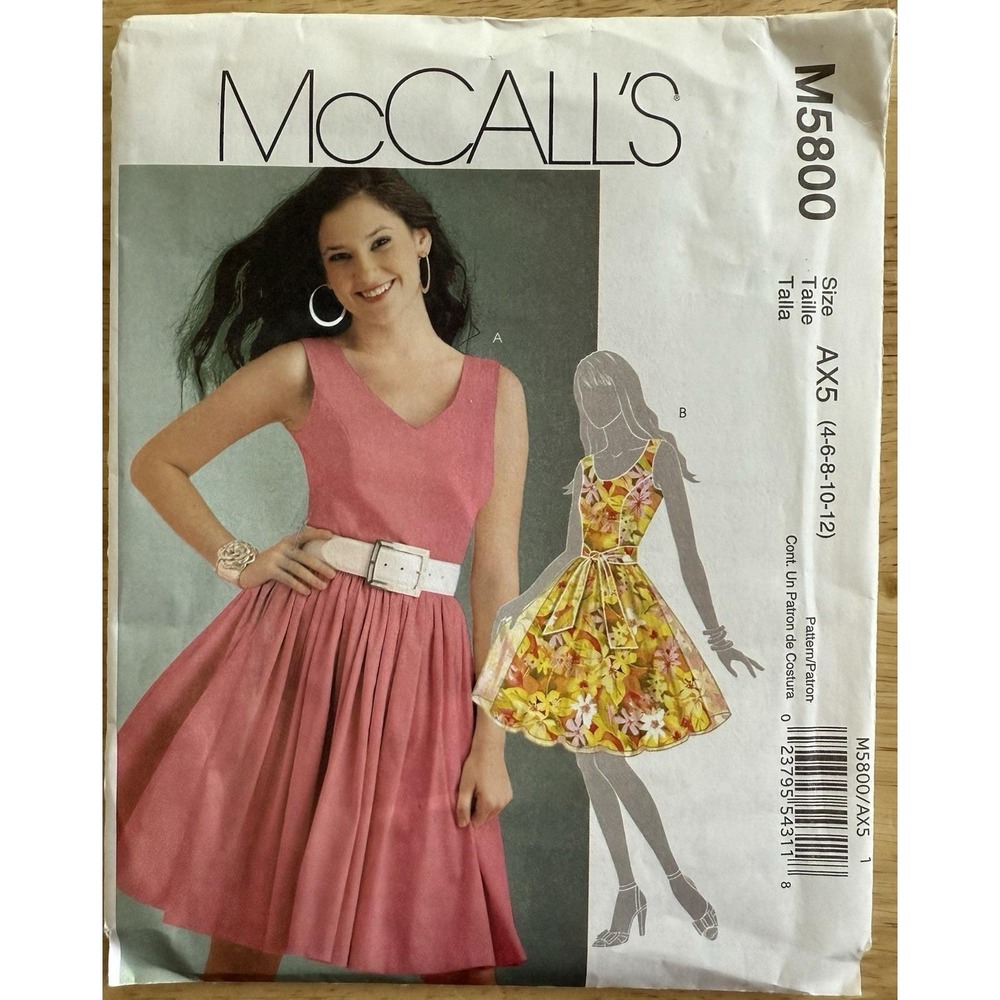 McCall's M5800 Misses' Lined Dress & Sash Size 4-12 Uncut Factory Folded